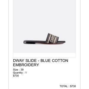Navy Dior Dway slides Size EU 39 fits US 7.5-8